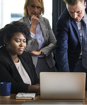 Team reviewing project outcomes